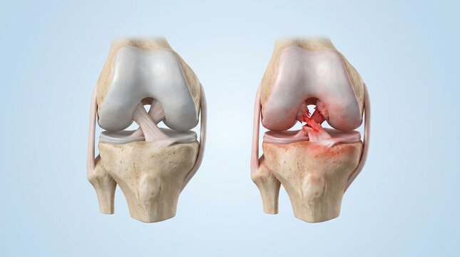 Knee Joint ACL Tear Injury and Healthy Ligament Anatomy