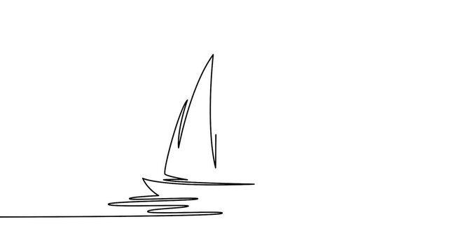 Sailboat continuous single line art sailing minimal marine animation design