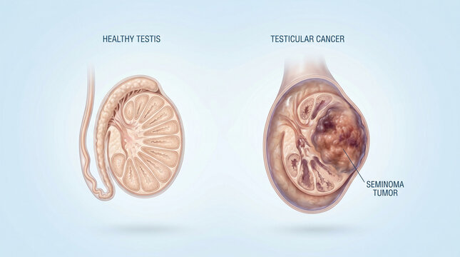 Testicular Cancer Seminoma Tumor and Healthy Testis Anatomy