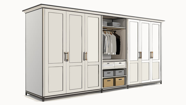 Large white wooden storage cabinet unit.