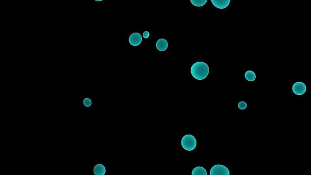 Teal spheres float gently against a deep black void