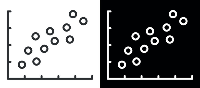 Scatter plot graph with increasing data points illustration