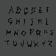 Gothic Metal Alphabet Font, Neo Tribal Punk Rock Y2K Vector © VECTADI