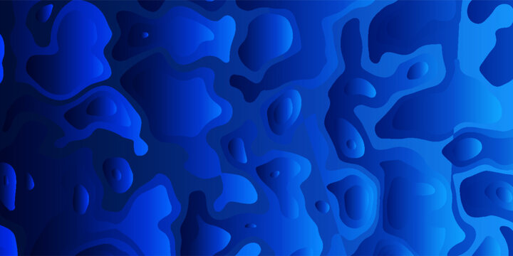Abstract blue topographic map wallpaper. Geographic terrain with depth, elevation. Minimalist cartography art, wide background