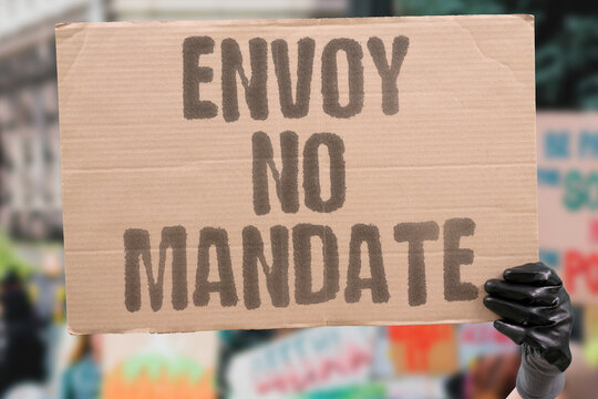 "Envoy No Mandate" Peace envoys are dispatched without will to reach binding agreements. ENVOYS. DISPATCHED. POLITICAL. BINDING. AGREEMENTS.
