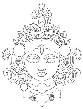 Printable Durga Mata Face Artwork illustration
