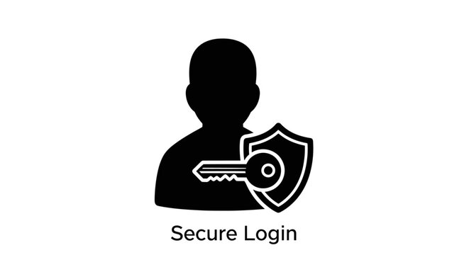 Secure login icon with key shield.