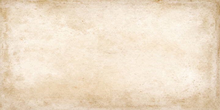 A vintage grungy old paper texture background features an antique aged parchment design with a stained beige canvas pattern and rough brown damaged surface for a blank retro wall wallpaper