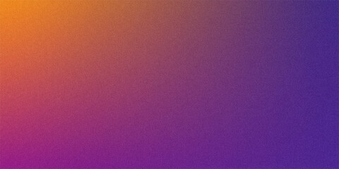 Vibrant orange to deep purple gradient with fine grain texture creates striking modern abstract background perfect for design elements. © md