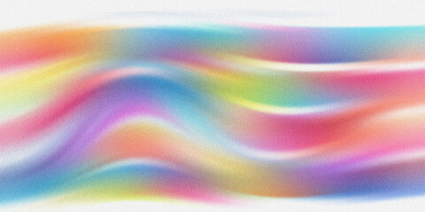 Obraz premium Vibrant rainbow color waves flowing across horizontal screen creating soft grainy texture with pastel light effect layers.