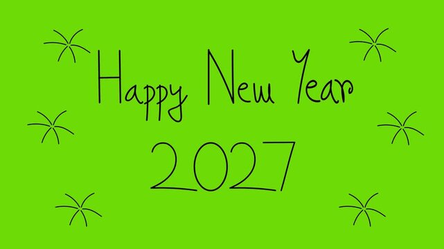 Happy New Year 2027 animation green and black screen, festive celebration background, holiday motion graphics.mov