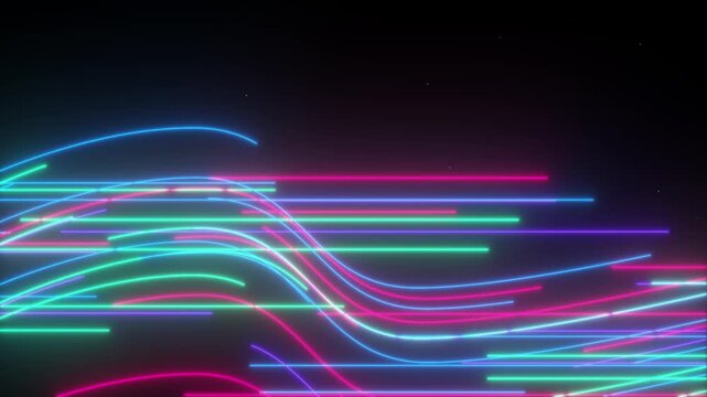 Colorful Neon Lines: A mesmerizing display of vibrant neon lines flowing across a dark canvas, creating a sense of dynamic energy and visual appeal.