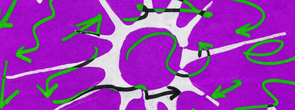 Risograph Print Purple Green Arrow Network Art Zine Aesthetic Indie Punk Pop Brushstroke Background