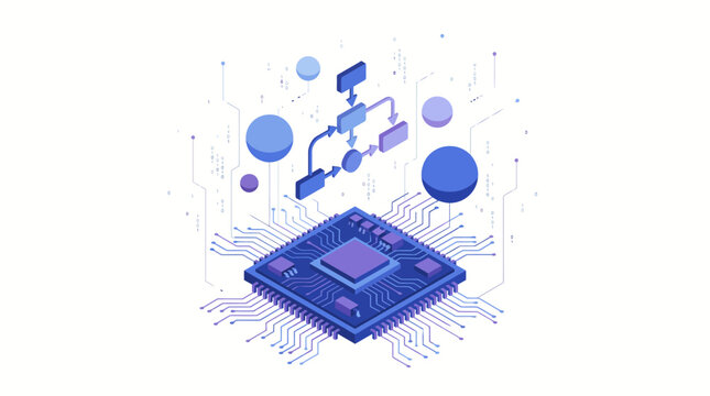 Abstract representation of a central processing unit and data flow.