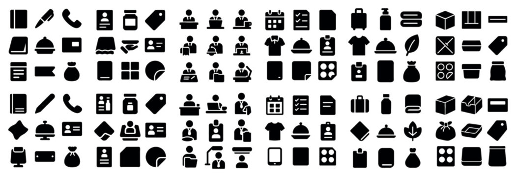 Business and team design icons with people briefcase shirt for digital presentation in bold vector art