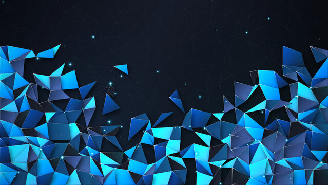 Abstract geometric blue triangles background representing digital innovation and futuristic technology concepts for modern screens