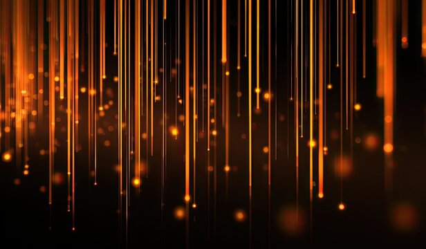 Abstract Orange Streaks of Light with Glowing Particles.