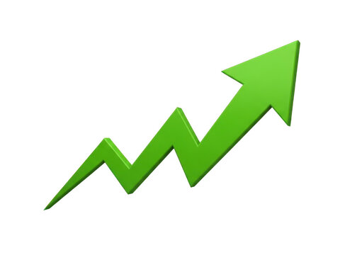 Green upward growth arrow progress chart