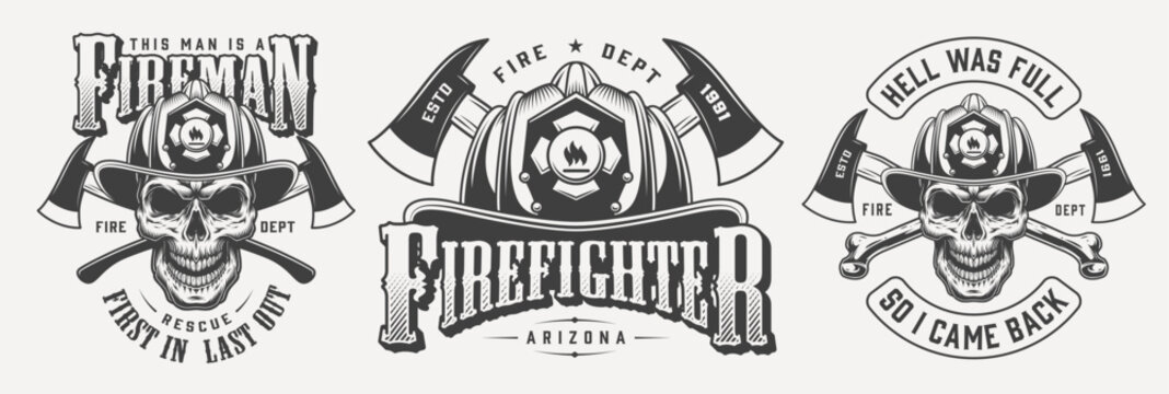 Fireman skull and logo designs