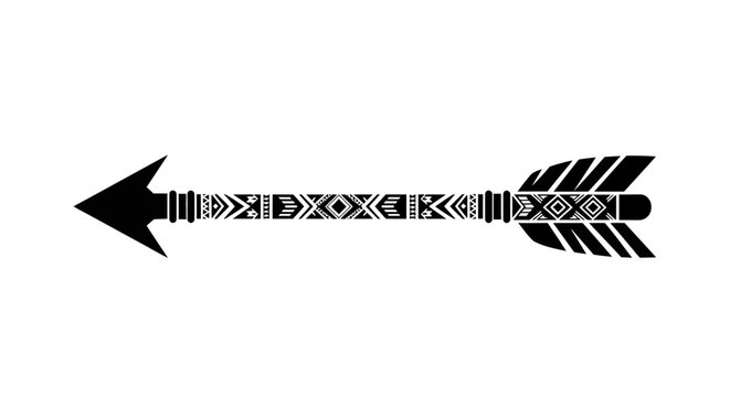 Detailed tribal arrowhead with feathers.