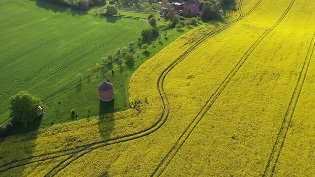 Aerial drone view of agriculture landscape in Moravia