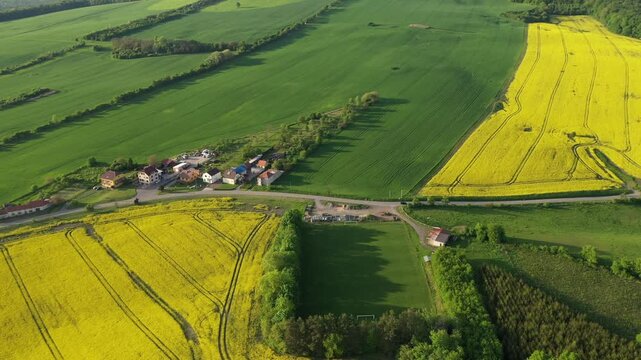 Aerial drone view of agriculture landscape in Moravia