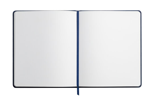 Open blank journal mockup gives writers and publishers a clean diary page layout for stationery product display, book template preview and empty paper spread with ribbon bookmark