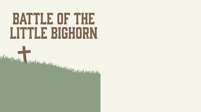 The Battle of the Little Bighorn depicted with a gravestone on a grassy hill, symbolizing a historical conflict.