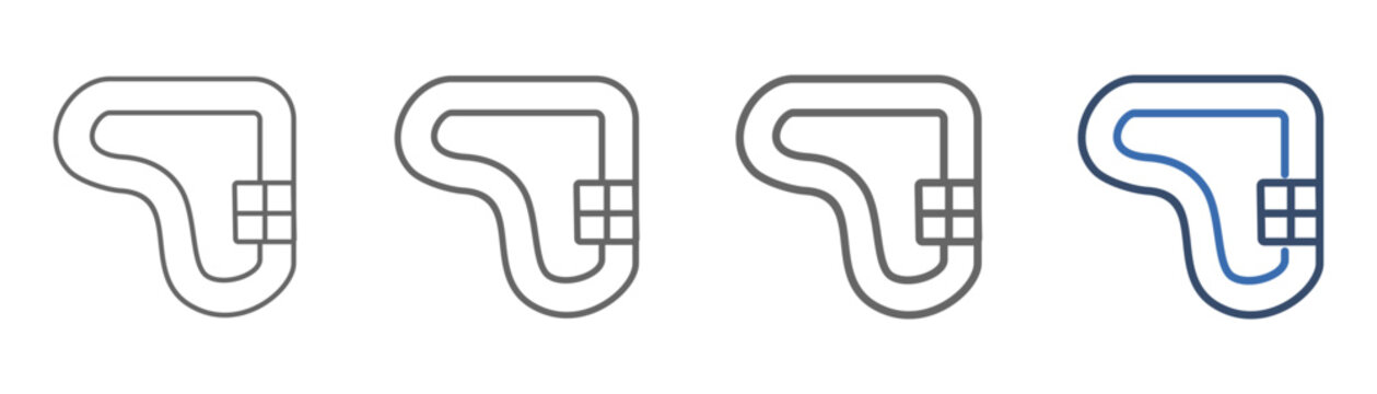 
outline icon set circuit with track design