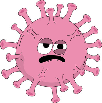 HSV Virus STIs Cartoon Illustration for Sexual Transmitted Infections Agent. Biology, Sexual Education, Healthcare, Awarness. Vector Isolated