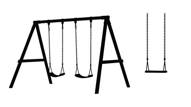 Swing set silhouette on white background high quality