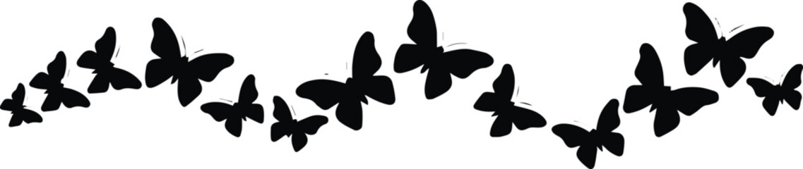 butterfly ascending curve of black silhouettes vector layout © AIcon Star