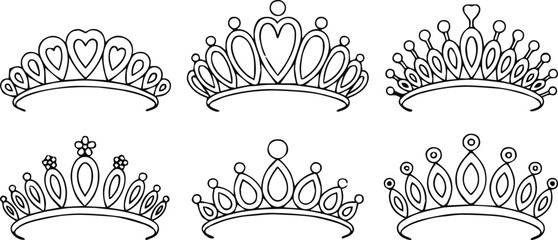 tiara line drawings of crown headpiece designs © AIcon Star
