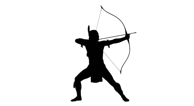 Man shooting a bow and arrow.