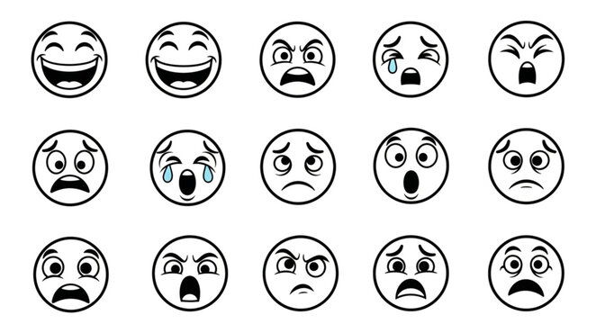 Various Emotions Face Icons.
