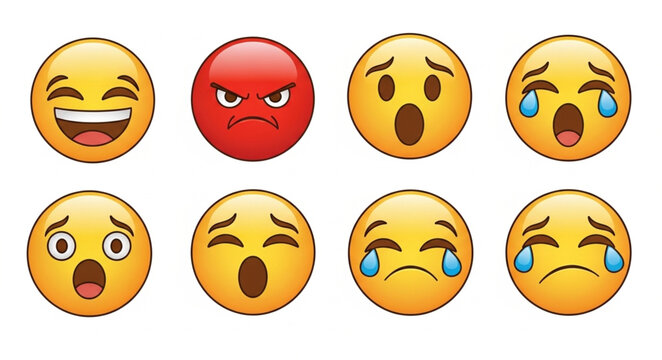 Various Emoji Faces Expressing Different Emotions.