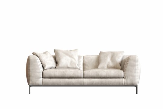sofa isolated on white background, interior furniture, 3D illustration, cg render