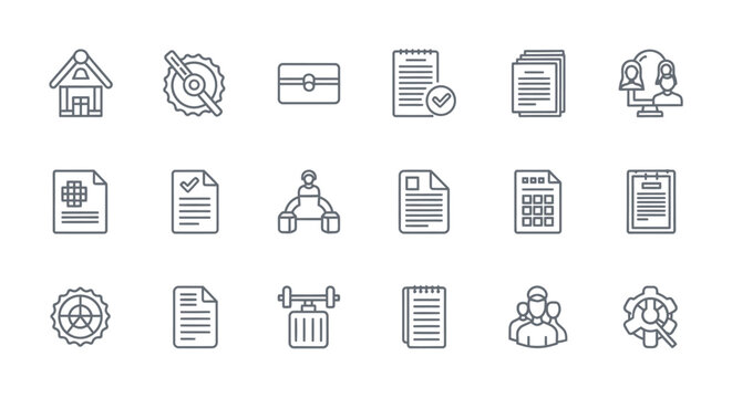 Collection of business document icons.