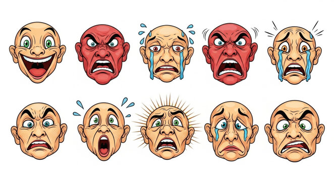 Variety of Human Emotive Faces.