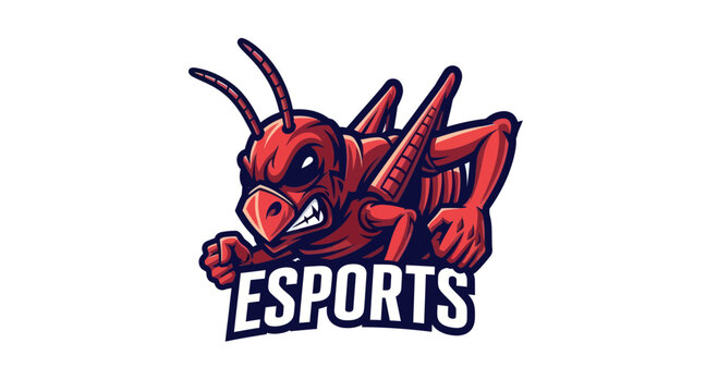 Aggressive Red Grasshopper Mascot for Esports Team Logo or Gaming Club