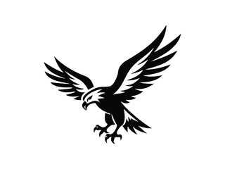 Obraz premium A Bald Eagle black Silhouette, Flying Bald Eagle Vector illustration