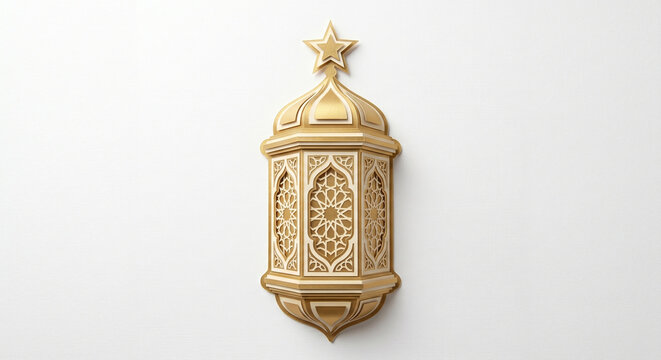 Elegant 3D Rendered Ramadan Fanoos with Ornamental Pattern