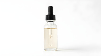 Naklejka premium Clear Transparent Glass Dropper Bottle with Black Pipette for Face Serums, Essential Oils, Eye Drops, and Laboratory Use - Elegant Minimalist Skincare Liquid Container Mockup