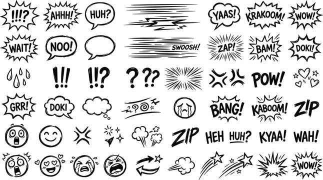 Retro pop art comic bubbles set with action words and superhero sound effects vector