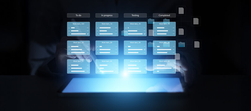 Task Management System Interface Showing Workflow Stages from To Do to Completed.