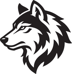 Fototapeta premium Free image downlod Black and White Stylized Profile of a Fierce Wolf Head Logo animal silhouette