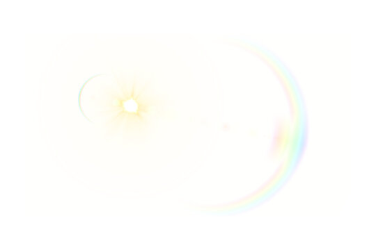 Rainbow lens flare effect with a bright lens flare with rainbow colors on a white background light leak light burst abstract illumination luminous background spectrum