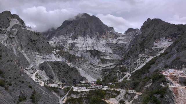 Monte Argentario Aerial view of the marble Mountain in Pisa, Italy. Carrara marble, Carrara marble, excavatied by Romans
