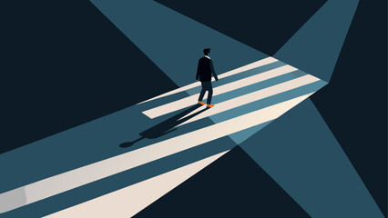 Silhouette person surfing on digital road © Devili