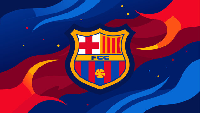 Barcelona football club crest with vibrant background